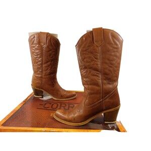 Tacco Riding Cowboy Western Boots Women's size 39 M Brown Leather Cowgirl